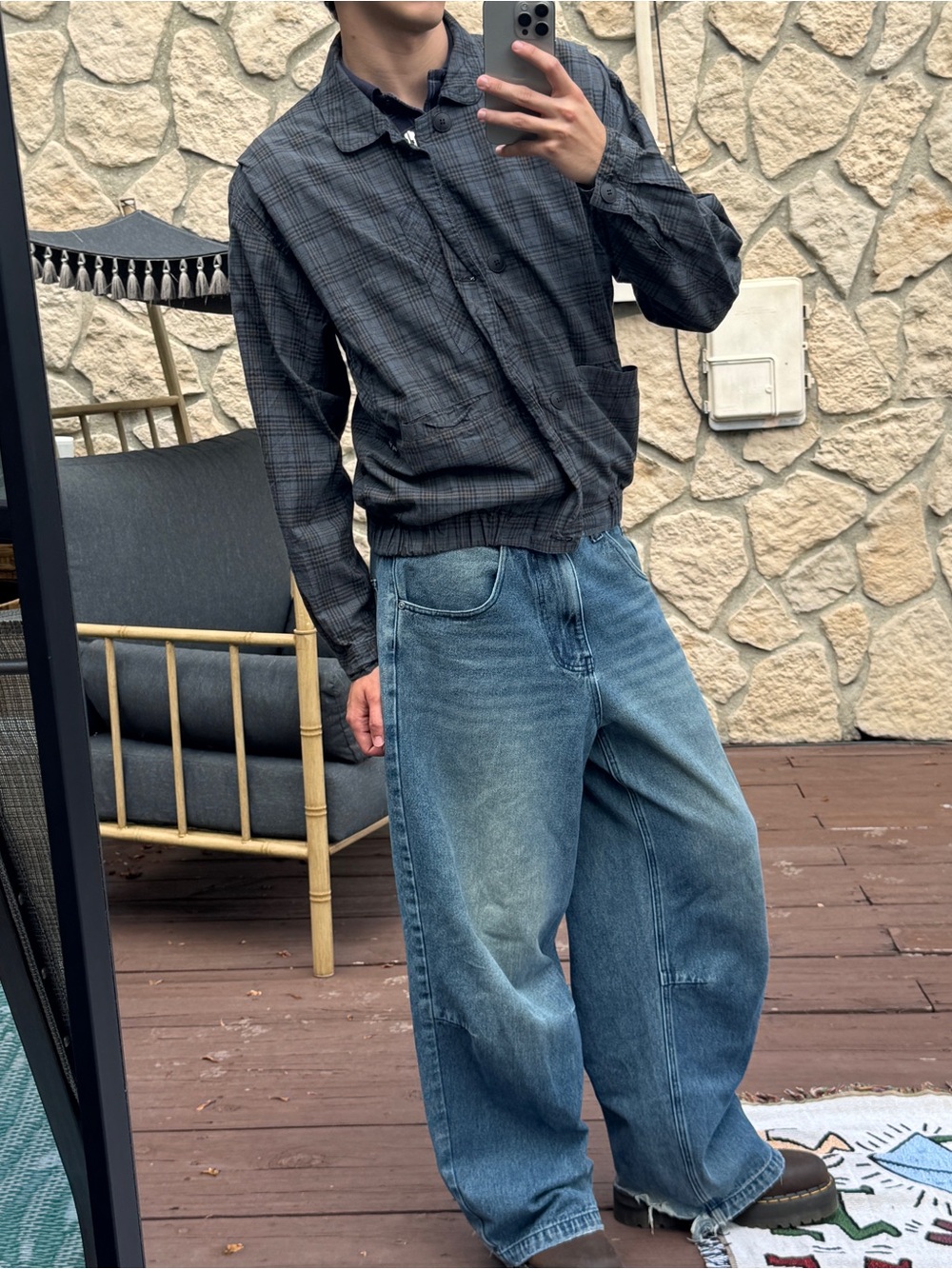Vintage European Plaid Fitted Bomber Jacket - Picture 2 of 3